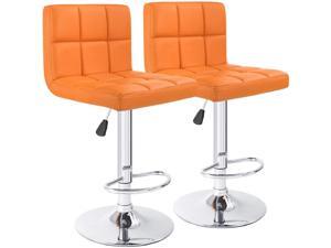 Furmax Bar Stools PU Leather Swivel Adjustable Hydraulic Bar Stool Square Counter Height Stool Modern Set of 2 (Orange) Furmax Bar Stools PU Leather Swivel Adjustable Hydraulic Bar Stool Square Counter Height Stool Modern Set of 2 (Orange)
