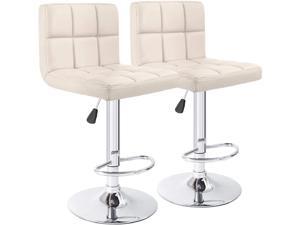 Furmax Bar Stools PU Leather Swivel Adjustable Hydraulic Bar Stool Square Counter Height Stool Modern Set of 2 (Beige) Furmax Bar Stools PU Leather Swivel Adjustable Hydraulic Bar Stool Square Counter Height Stool Modern Set of 2 (Beige)