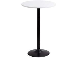 Furmax Bistro Pub Table Round Bar Height Cocktail Table Metal Base MDF Top Obsidian Table with Black Leg 23.8-Inch Top, 39.5-Inch Height (White)