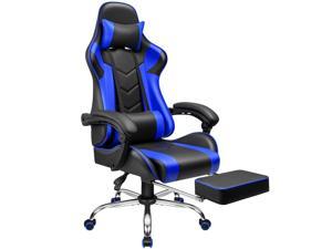Furmax Gaming Chair Office Chair Ergonomic Racing Style Computer Chair with Footrest High Back Video Game Chair Adjustable Swivel Chair with Headrest and Lumbar Support (Blue)