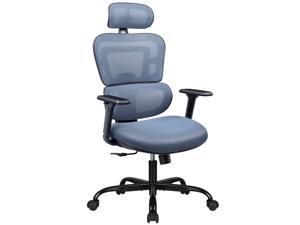 Furmax Ergonomic Office Chair Computer Desk Chair Mesh Fabric High Back Swivel Chair with Adjustable Headrest and Armrests Executive Rolling Chair with Curved Lumbar Support (Gray)