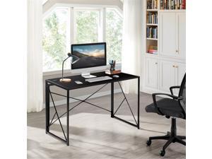 Furmax Office Desk Computer Desk Modern Simple Study Desk Industrial Style Folding Table for Home Writing Desk (Black)