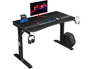 Furmax 43 Inch Gaming Desk T-Shaped PC Computer Table, Home Office Desk Carbon Fiber Surface Workstation with Free Full Coverage Mouse Pad, Cup Holder and Headphone Hook (Black) Furmax 43 Inch Gaming Desk T-Shaped PC Computer Table, Home Office Desk Carbon Fiber Surface Workstation with Free Full Coverage Mouse Pad, Cup Holder and Headphone Hook (Black)