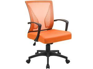 Furmax Office Chair Mid Back Swivel Lumbar Support Computer Ergonomic Mesh Chair with Armrest (Orange)