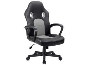 Furmax Office Desk Leather Gaming, High Back Ergonomic Adjustable Racing Task Swivel Executive Computer Chair Headrest and Lumbar Support (Gray)