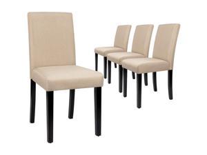 Furmax Dining Chairs Urban Style Fabric Parson Chair Kitchen Livng Room Armless Side Chair with Solid Wood Legs Set of 4 (Beige)