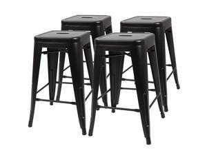 Furmax 24'' Metal Stools High Backless Silver Metal Indoor-Outdoor Counter Height Stackable Bar Stools Set of 4 (Black) Furmax 24'' Metal Stools High Backless Silver Metal Indoor-Outdoor Counter Height Stackable Bar Stools Set of 4 (Black)