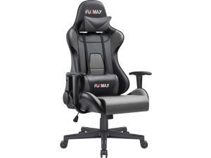 Furmax Gaming Office Chair Ergonomic High-Back Racing Style Adjustable Height Executive Computer Chair, PU Leather Swivel Desk Chair (Black/Grey)