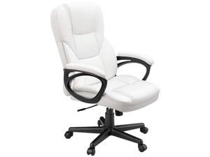 Furmax Office Exectuive Chair High Back Adjustable Managerial Home Desk Chair, Swivel Computer PU Leather Chair with Lumbar Support (White)
