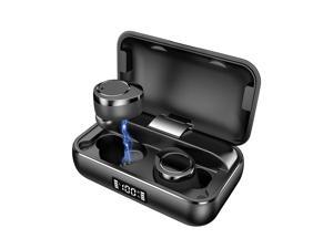 Nurbenn Bluetooth 5.0 Earphones, 5000mAh Charging Case Display, Bass 3D Stereo, IPX7 Waterproof, Black