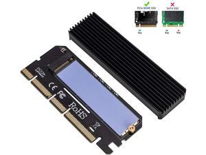 [Upgraded] NVME Adapter with Heat Sink, High Performance PCI Express 3.0 x4 to M.2 PCIe SSD (Key M) Card, Support PCIe x4 x8 x16 Slot