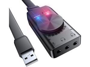 USB Sound Card Adapter Nurbenn External Audio Adapter Stereo Sound Card Converter 3.5mm AUX Microphone Jack for Gaming Headset Earphone PS4 Laptop Desktop Windows Mac OS Linux, Plug Play