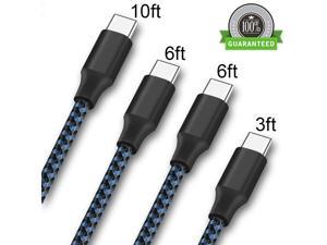 Nurbenn USB Type C Cable, 4Pack 3FT 2x6FT 10FT Nylon Braided USB C Charger Cable Fast Charging Cord Compatible Samsung Galaxy S9 S8 Plus Note 9/8, LG G6 G7, Moto G6 Play, Google Pixel XL - Blue
