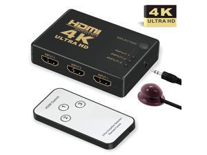 HDMI Switch 4k, Nurbenn Intelligent 3-Port HDMI Switcher,Splitter, Supports 4K, Full HD1080p, 3D with IR Remote HDMI Switch 4k, Nurbenn Intelligent 3-Port HDMI Switcher,Splitter, Supports 4K, Full HD1080p, 3D with IR Remote