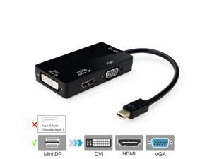 Mini DP to VGA HDMI Adapter, Nurbenn 3-in-1 Mini DisplayPort 1.2V to DVI VGA HDMI TV HDTV Adapter Converter HDMI Full 4k X 2k Resolution - Black Mini DP to VGA HDMI Adapter, Nurbenn 3-in-1 Mini DisplayPort 1.2V to DVI VGA HDMI TV HDTV Adapter Converter HDMI Full 4k X 2k Resolution - Black