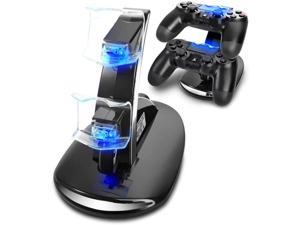 PS4 Controller Charger, Nurbenn Playstation 4 / PS4 / PS4 Pro / PS4 Slim Controller Charger Charging Docking Station Stand.Dual USB Fast Charging Station for Sony PS4 Controller--Black