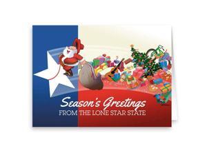 Texas Flag and Santa Christmas Card - 18 Cards & 19 Envelopes Texas Flag and Santa Christmas Card - 18 Cards & 19 Envelopes