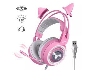 SOMIC G951 Pink Lovely Cat Shape Noise Cancelling Girl Gaming Headphones, Virtual 7.1 Surround Sound Effect Headset with SVE Vibration and Cute LED Light Pattern For PS4 PC Laptop Games SOMIC G951 Pink Lovely Cat Shape Noise Cancelling Girl Gaming Headphones, Virtual 7.1 Surround Sound Effect Headset with SVE Vibration and Cute LED Light Pattern For PS4 PC Laptop Games