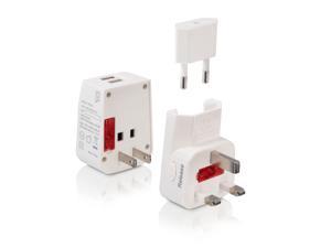 iStore World Travel Adapter with Dual USB Charging Ports - 2 x USB Receptacle - 120 V AC / 10 A, 230 V AC - White - APK03206CAI