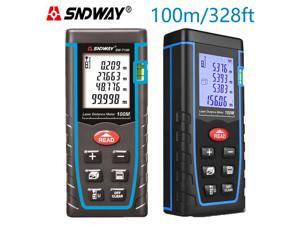 Sndway SW-T100 100m Laser Distance Meter 100m/328ft Digital Distance Meter Laser Range Finder Distance Area Volume Measurement SW T100