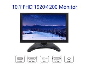 10 inch Monitor 1920x1200 FHD1080P IPS Display with Video Audio VGA AV BNC USB HDMI for CCTV Camera PC DVD Laptop