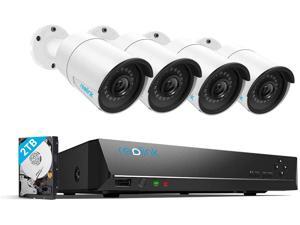 Reolink 4pcs 4MP Wired Outdoor 1440P PoE IP Cameras & 8MP 5MP 4MP Supported 8 Channel NVR Security System w/ 2TB HDD for 24/7 Recording RLK8-410B4