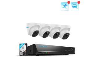 Reolink 8CH 4K Outdoor Security Camera System, 4pcs 8MP Smart Person/Vehicle Detection Wired PoE IP Dome Cameras, 8CH 2TB HDD NVR for 24/7 Recording Remote Access, RLK8-820D4-A