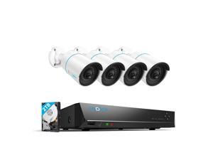 Reolink 8CH 5MP Outdoor Security Camera System, 4pcs Smart Person/Vehicle Detection 5MP Wired PoE Bullet IP Cameras, 8CH 4K NVR with 2TB HDD for 24/7 Recording, RLK8-510B4-A
