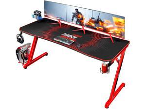 Devoko Gaming Desk 63 Inch Computer Gaming Desk Z-Shaped Pc Gaming Desk with Carben Fiber Surface Gamer Desk with Free Mouse Pad Home Office Desk with Cup Holder and Headphone Hook (Red) Devoko Gaming Desk 63 Inch Computer Gaming Desk Z-Shaped Pc Gaming Desk with Carben Fiber Surface Gamer Desk with Free Mouse Pad Home Office Desk with Cup Holder and Headphone Hook (Red)