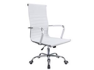 Devoko Office Desk Chair Mid Back Leather Height Adjustable Swivel Ribbed Chairs Ergonomic Executive Conference Task Chair with Arms (White) Devoko Office Desk Chair Mid Back Leather Height Adjustable Swivel Ribbed Chairs Ergonomic Executive Conference Task Chair with Arms (White)