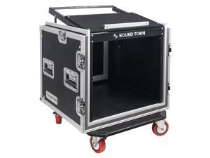 Sound Town Shock Mount 10U ATA Rack Case with 20” Rackable Depth, 11U Slant Mixer Top and Casters, 10-Space Size (STMR-SP10UW) Sound Town Shock Mount 10U ATA Rack Case with 20” Rackable Depth, 11U Slant Mixer Top and Casters, 10-Space Size (STMR-SP10UW)