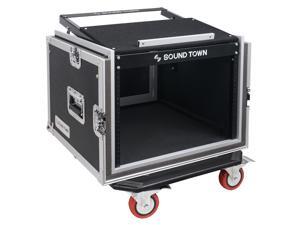 Sound Town Shock Mount 8U ATA Rack Case with 20” Rackable Depth, 11U Slant Mixer Top and Casters, 8-Space Size (STMR-SP8UW) Sound Town Shock Mount 8U ATA Rack Case with 20” Rackable Depth, 11U Slant Mixer Top and Casters, 8-Space Size (STMR-SP8UW)