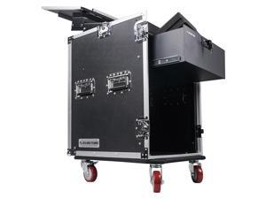 Sound Town 14U PA DJ Pro Audio Rack/Road ATA Case with 11U Slant Mixer Top, Locking Drawer, 20’’ Rackable Depth and Casters (STMR-14D3) Sound Town 14U PA DJ Pro Audio Rack/Road ATA Case with 11U Slant Mixer Top, Locking Drawer, 20’’ Rackable Depth and Casters (STMR-14D3)