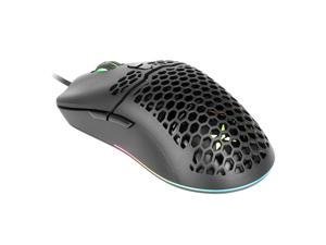 DELUX Lightweight Gaming Mouse(2.36g/67g) with Lightweight Honeycomb Shell Design, Ultralight Ultraweave Cable and 7 Programmable Buttons, 7200 DPI RGB Optical Mice (M700BU(A725)-Black)