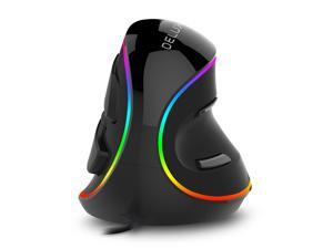 DELUX Wired Ergonomic RGB Vertical Optical Mouse w/ 6 Programmable Buttons, 4000 DPI and Removable Palm Rest