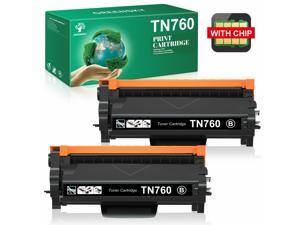 2 PK TN760 for Brother TN-760 Toner with Chip DCP-L2550DW HL-L2395DW MFC-L2750DW