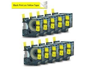 10x Flexible Nylon Black on Yellow Tape 18491 fits Dymo Rhino 5200 3/4" Label 