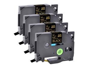 4 PK Gold on Black TZ334 TZe-334 TZe334 TZ- for Brother Label Tape P-Touch 1/2" 4 PK Gold on Black TZ334 TZe-334 TZe334 TZ- for Brother Label Tape P-Touch 1/2"