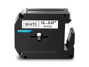 Label Tape 12mm Black on White Compatible for Brother M-K231 MK231 P-touch Print
