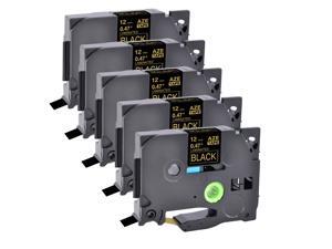 5 PK Gold on Black TZ334 TZe-334 for Brother Label Tape P-Touch 1/2" 2600 7500 5 PK Gold on Black TZ334 TZe-334 for Brother Label Tape P-Touch 1/2" 2600 7500