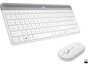 Logitech  MK470 Fullsize Wireless Scissor Keyboard and Mouse Bundle with Plug and Play  OffWhite