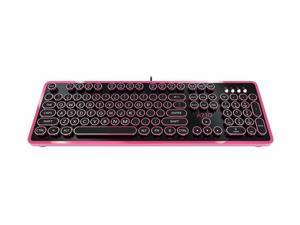 Azio USB Pink/Black  Blue Switch MK-RETRO-05 Typewriter Style Mechanical Keyboard