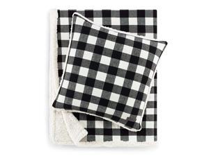 Eddie Bauer | Cabin Plaid Collection | 100% Cotton Flannel to Sherpa Reversible Blanket/Throw with Matching Pillow, Cozy & Classic Giftable 2-Piece Set, 50" x 60" / 20" x 20", Black Eddie Bauer | Cabin Plaid Collection | 100% Cotton Flannel to Sherpa Reversible Blanket/Throw with Matching Pillow, Cozy & Classic Giftable 2-Piece Set, 50" x 60" / 20" x 20", Black
