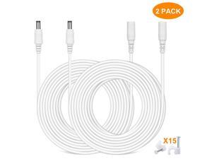 DC Power Extension Cable, 33ft 2Pack 2.1mmx5.5mm DC Plug Power Supply Adapter Extension Cord 20AWG Power Cord Compatible with 12V,24V Wireless CCTV IP Security Camera,Led Strip Lights(White) DC Power Extension Cable, 33ft 2Pack 2.1mmx5.5mm DC Plug Power Supply Adapter Extension Cord 20AWG Power Cord Compatible with 12V,24V Wireless CCTV IP Security Camera,Led Strip Lights(White)