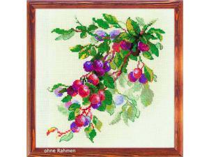 RIOLIS 1616 - Branch of Plum - Counted Cross Stitch Kit 12" x 12" 10 Count Beige AIDA 24 Colors RIOLIS 1616 - Branch of Plum - Counted Cross Stitch Kit 12" x 12" 10 Count Beige AIDA 24 Colors