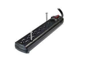 Weltron 6 Outlet Black Surge Protector Power Strip, Wall Mount, 750 Joules, Long 20 Foot Cord Cable Weltron 6 Outlet Black Surge Protector Power Strip, Wall Mount, 750 Joules, Long 20 Foot Cord Cable