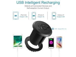 Desk Power Grommet Outlet with USB, Power Strip Socket Fits 2 inch Grommet 6.5 ft Extension Cord, for Conference Room Office Kitchen Table Desk Power Grommet Outlet with USB, Power Strip Socket Fits 2 inch Grommet 6.5 ft Extension Cord, for Conference Room Office Kitchen Table