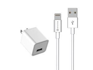 USB Charger Spater Travel Home Wall Charger and a Charging Cable C ompatible with iPhone X iPhone 8 iPhone 7 iPhone 6 iPhone 5 iPad Mini iPod Touch iPods White