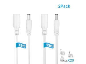 IBERLS 2-Pack 5.5 x 2.1mm DC Plug Power Supply Adapter Extension Cable for 5V / 12V / 24V Wireless IP Security Camera, LED Strip Lights, Monitor,12ft Cord IBERLS 2-Pack 5.5 x 2.1mm DC Plug Power Supply Adapter Extension Cable for 5V / 12V / 24V Wireless IP Security Camera, LED Strip Lights, Monitor,12ft Cord