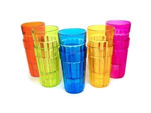 Honla Set of 10 Plastic Tumblers,10oz Unbreakable Small Cups in 5 Assorted Colors